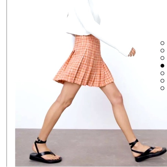 Zara Plaid Print High Waist Pleated Tweed Tennis Mini Skirt - Picture 2 of 10
